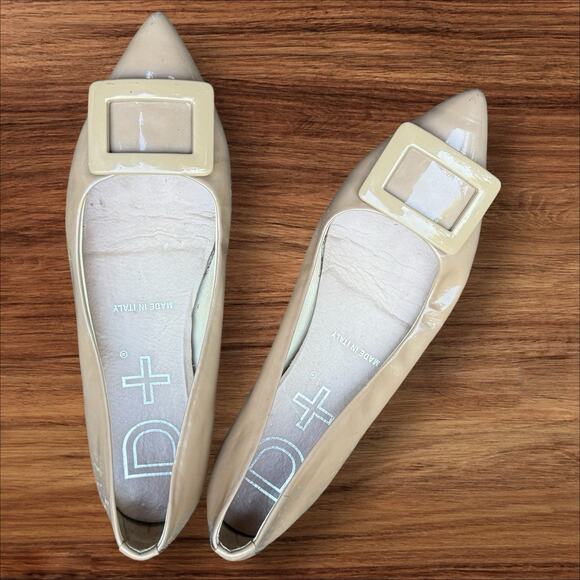 D+ Made in Italy Ballet Flats Size 40 EU/ 9 US Beige Patent Leather Designer - Picture 3 of 10